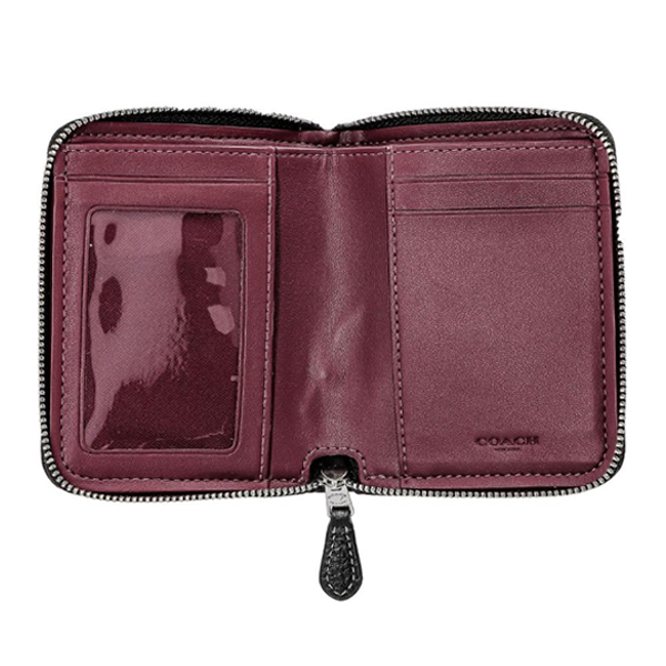 1号仓-COACH蔻驰经典花纹拉链开合二折钱包CH389SVRT6 黑色1个