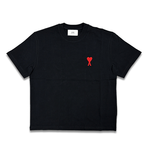 AMI PARIS 针织短袖T恤AMPBFUTS005726001TS 黑色 S 1件-DONKI